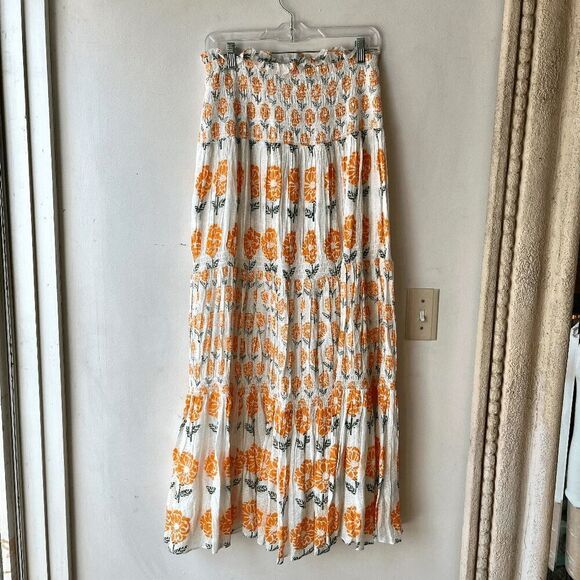 Ash & Eden 2-Piece Floral Maxi Skirt Set Boho Smocked Crop Top L - Picture 16 of 16